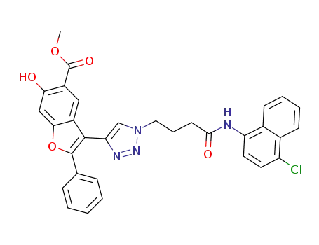 methyl 3-(1-(4-(4-chloronaphthalen-1-ylamino)-4-oxobutyl)-1H-1,2,3-triazol-4-yl)-6-hydroxy-2-phenylbenzofuran-5-carboxylate