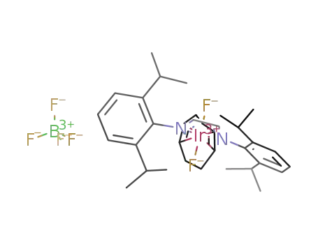 Molecular Structure of 1239599-48-4 (glyoxal-bis-(2,6-diisopropylphenylimine)(cycloocta-1,5-diene)iridiumdifluoride tetrafluoroborate)