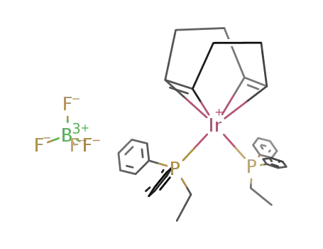 Molecular Structure of 38834-41-2 (bis(ethyldiphenylphosphine)(cycloocta-1,5-diene)iridium(I) tetrafluoroborate)