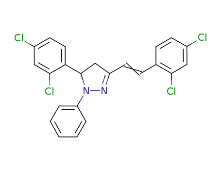 Molecular Structure of 114456-87-0 (5-(2,4-dichlorophenyl)-3-[2-(2,4-dichlorophenyl)vinyl]-1-phenyl-4,5-dihydro-1H-pyrazole)
