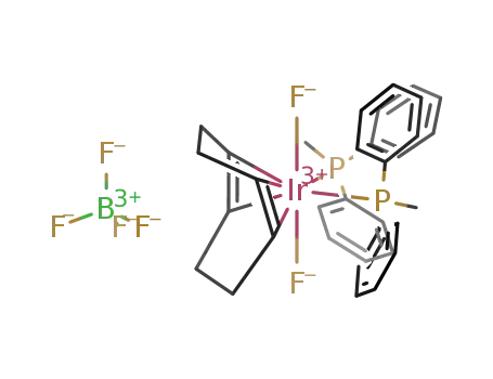Molecular Structure of 1239599-40-6 (bis(methyldiphenylphosphine)(cycloocta-1,5-diene)iridiumdifluoride tetrafluoroborate)