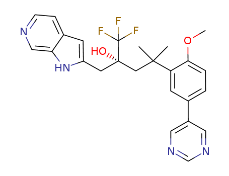 1H-Pyrrolo[2,3-c]pyridine-2-ethanol, α-[2-[2-methoxy-5-(5-pyrimidinyl)phenyl]-2-methylpropyl]-α-(trifluoromethyl)-, (αR)-