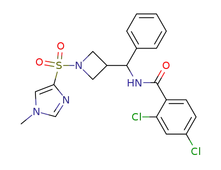2,4-dichloro-N-((1-(1-methyl-1H-imidazol-4-ylsulfonyl)azetidin-3-yl)(phenyl)methyl)benzamide