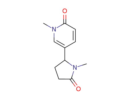 Molecular Structure of 61266-95-3 (2(1H)-Pyridinone, 1-methyl-5-(1-methyl-5-oxo-2-pyrrolidinyl)-, (S)-)