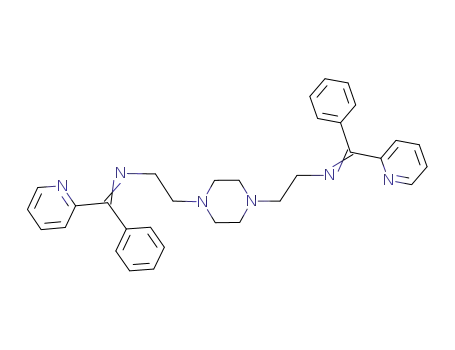 Molecular Structure of 959850-48-7 (N-((1-pyridin-2-yl)benzylidene)-N'-[2-(4-[2-[((1-pyridin-2-yl)benzylidene)amino]ethyl]piperazin-1-yl)-ethyl]amine)
