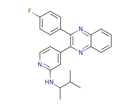 Molecular Structure of 1207531-79-0 (4-(3-(4-fluorophenyl)quinoxalin-2-yl)-N-(3-methylbutan-2-yl)pyridin-2-amine)