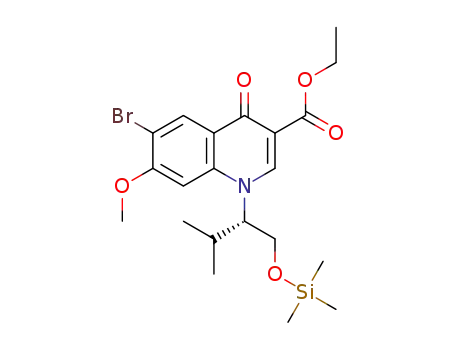 Molecular Structure of 1598419-23-8 ((S)-ethyl 6-bromo-1,4-dihydro-7-methoxy-1-(3-methyl-1-(trimethylsilyloxy)butan-2-yl)-4-oxoquinoline-3-carboxylate)