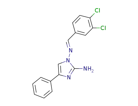 Molecular Structure of 1070143-69-9 (1-(3,4-dichlorobenzylideneamino)-4-phenyl-1H-imidazol-2-amine)