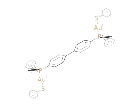 [(Au(phenylthiolato))2(4,4'-Ph<sub>2</sub>PC<sub>6</sub>H<sub>4</sub>C<sub>6</sub>H<sub>4</sub>PPh<sub>2</sub>)]