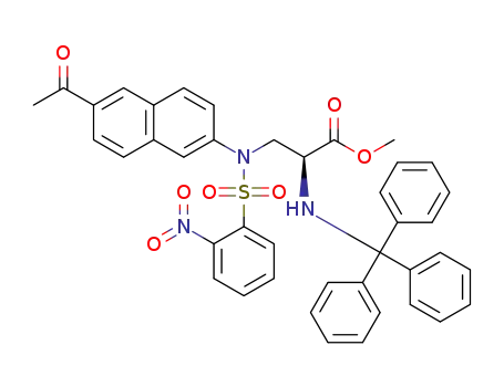 Molecular Structure of 1313516-28-7 ((S)-methyl 3-(N-(6-acetylnaphthalen-2-yl)-2-nitrophenylsulfonamido)-2-(tritylamino)propanoate)