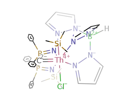 Molecular Structure of 1311401-14-5 ([(hydridotris(pyrazol-1-yl)borate)Th(C(Ph<sub>2</sub>PNSiMe<sub>3</sub>)2)(chloride)])