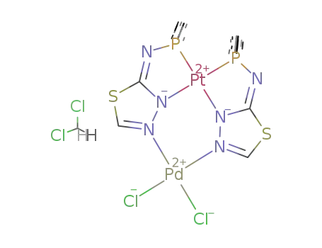 cis-[Pt((N-(diphenylphosphino)-1,3,4-thiadiazol-2-amine)(-1H))2]Pd(chloride)2*(dichloromethane)