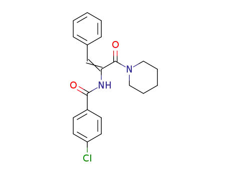 Molecular Structure of 90125-03-4 (Benzamide, 4-chloro-N-[2-phenyl-1-(1-piperidinylcarbonyl)ethenyl]-)