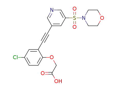 {4-chloro-2-[(5-(morpholin-4-ylsulfonyl)pyridin-3-yl)ethynyl]phenoxy}acetic acid