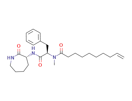 Molecular Structure of 1008161-75-8 (N-methyl-((R)-azepan-2-one-3-ylamino-(R)-oxo-3-phenylpropan-2-yl)dec-9-enamide)