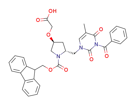 (2R,4S)-2-(N<sub>3</sub>-benzoylthymine-1-ylmethyl)-4-carboxymethoxy-pyrrolidine-1-carboxylic acid 9H-fluoren-9-ylmethyl ester