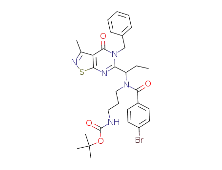 tert-butyl N-[3-[1-(5-benzyl-3-methyl-4-oxo-[1,2]thiazolo[5,4-d]pyrimidin-6-yl)propyl-(4-bromobenzoyl)amino]propyl]carbamate