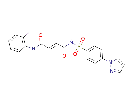 Molecular Structure of 1357178-86-9 (N<sub>1</sub>-(4-(1H-pyrazol-1-yl)phenylsulfonyl)-N<sub>4</sub>-(2-iodophenyl)-N<sub>1</sub>,N<sub>4</sub>-dimethylfumaramide)