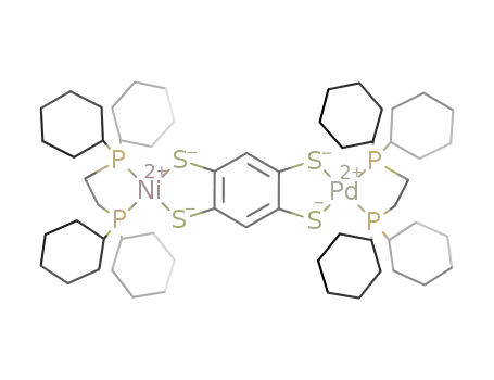 Molecular Structure of 1037632-76-0 ([(1,2-bis(dicyclohexylphosphino)ethane)Ni(1,2,4,5-benzenetetrathiolate)Pd(1,2-bis(dicyclohexylphosphino)ethane)])