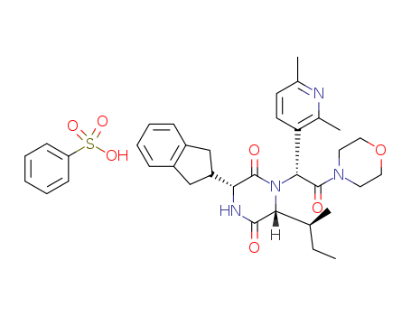 (3R,6R)-3-(2,3-dihydro-1H-inden-2-yl)-1-[(1R)-1-(2,6-dimethyl-3-pyridinyl)-2-(4-morpholinyl)-2-oxoethyl]-6-[(1S)-1-methylpropyl]-2,5-piperazinedione benzenesulfonic acid(1159097-48-9)