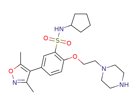 N-cyclopentyl-5-(3,5-dimethylisoxazol-4-yl)-2-(2-(piperazin-1-yl)ethoxy)benzenesulfonamide