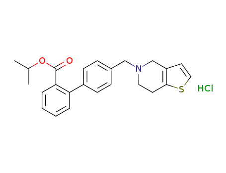 Molecular Structure of 1329558-97-5 (4'-(6,7-dihydro-4H-thieno[3,2-c]pyridin-5-ylmethyl)biphenyl-2-carboxylic acid isopropyl ester hydrochloride)
