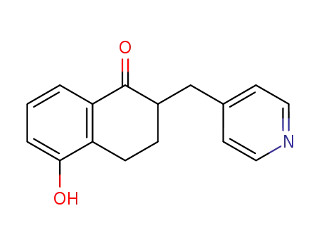 Molecular Structure of 160488-14-2 (1(2H)-Naphthalenone, 3,4-dihydro-5-hydroxy-2-(4-pyridinylmethyl)-)