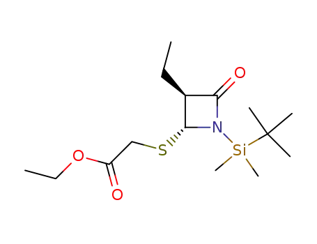 Molecular Structure of 100044-49-3 ((+/-)-1-(tert-butyldimethylsilyl)-4-<((ethoxycarbonyl)methyl)thio>-3-ethyl-2-azetidinone)