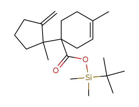 Molecular Structure of 105164-36-1 (tert-butyl(dimethyl)silyl (1R)-4-methyl-1-[(1R)-1-methyl-2-methylidenecyclopentyl]cyclohex-3-ene-1-carboxylate)