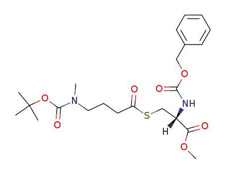 Molecular Structure of 95018-02-3 (L-Cysteine, N-[(phenylmethoxy)carbonyl]-, methyl ester,
4-[[(1,1-dimethylethoxy)carbonyl]methylamino]butanoate (ester))