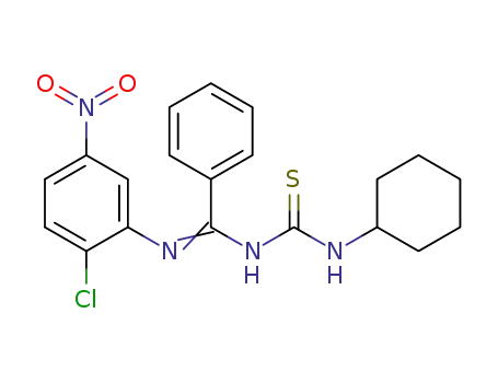 3-cyclohexyl 1-[N-(2-chloro-5-nitro-phenyl)-benzimidoyl]thiourea