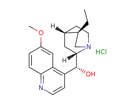 Molecular Structure of 1668-97-9 ((8alpha,9R)-10,11-dihydro-6'-methoxycinchonan-9-ol monohydrochloride)