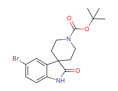 Molecular Structure of 873779-30-7 (5-BROMO-1,2-DIHYDRO-2-OXO-SPIRO[3H-INDOLE-3,4'-PIPERIDINE]-1'-CARBOXYLIC ACID 1,1-DIMETHYLETHYL ESTER)