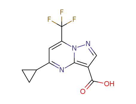 Molecular Structure of 861408-98-2 (5-cyclopropyl-7-(trifluoromethyl)pyrazolo[1,5-a]pyrimidine-3-carboxylic acid)