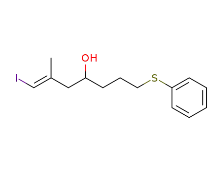Molecular Structure of 100231-26-3 ((E)-1-Iodo-2-methyl-7-phenylsulfanyl-hept-1-en-4-ol)