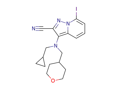 3-[(cyclopropylmethyl)[(tetrahydro-2H-pyran-4-yl)methyl]-amino]-7-iodopyrazolo[1,5-a]pyridine-2-carbonitrile