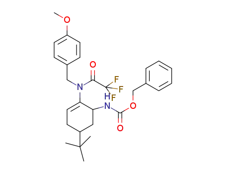 benzyl (5-(tert-butyl)-2-(2,2,2-trifluoro-N-(4-methoxybenzyl)acetamido)cyclohex-2-en-1-yl)carbamate
