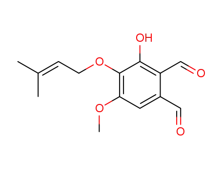 3-Hydroxy-5-methoxy-4-(3-methyl-but-2-enyloxy)-benzene-1,2-dicarbaldehyde