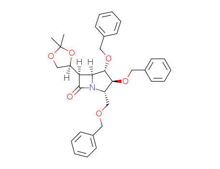 Molecular Structure of 1413382-75-8 ((2S,3S,4S,5S,6R)-3,4-bis(benzyloxy)-2-[(benzyloxy)methyl]-6-[(S)-2',2'-dimethyl-1',3'-dioxolan-4'-yl]-1-azabicyclo[3.2.0]heptan-7-one)