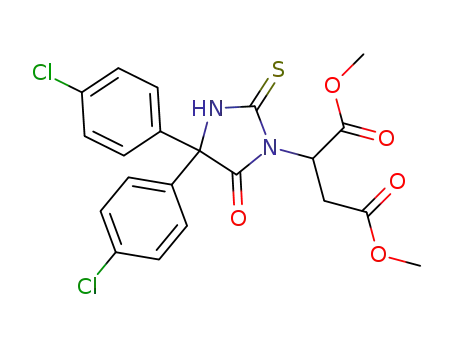 Molecular Structure of 1318760-68-7 (dimethyl 2-[4,4-bis(4-chlorophenyl)-5-oxo-2-thioxoimidazolidin-1-yl]butanedioate)