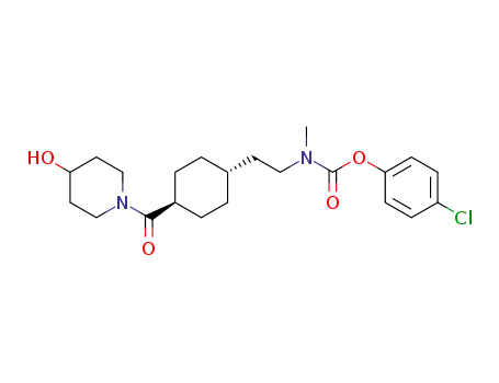 Molecular Structure of 824430-09-3 (Carbamic acid,
[2-[trans-4-[(4-hydroxy-1-piperidinyl)carbonyl]cyclohexyl]ethyl]methyl-,
4-chlorophenyl ester)
