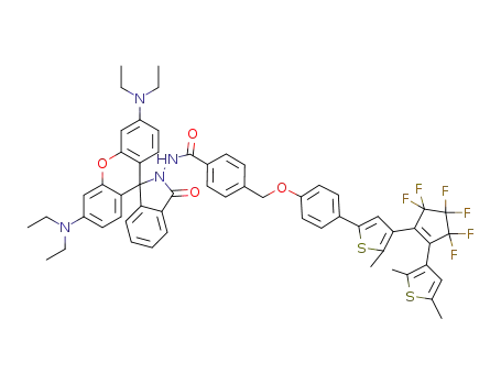 Molecular Structure of 1360465-88-8 (1-(2,5-dimethyl-3-thienyl)-2-{2-methyl-5-[4-N-(rhodamine-B)lactam-(4-oxymethyl)benzhydrazyl]phenyl-3-thienyl}perfluorocyclopentene)