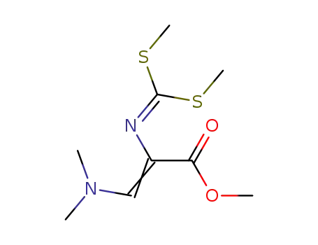 Molecular Structure of 76862-17-4 (2-Propenoic acid,
2-[[bis(methylthio)methylene]amino]-3-(dimethylamino)-, methyl ester)