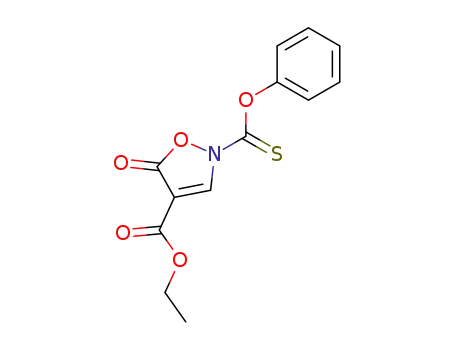 Molecular Structure of 197582-13-1 (4-Isoxazolecarboxylic acid,
2,5-dihydro-5-oxo-2-(phenoxythioxomethyl)-, ethyl ester)
