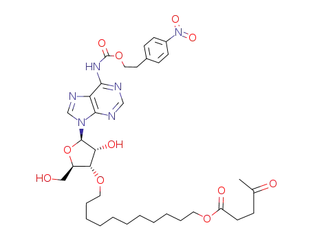4-Oxo-pentanoic acid 11-((2R,3S,4R,5R)-4-hydroxy-2-hydroxymethyl-5-{6-[2-(4-nitro-phenyl)-ethoxycarbonylamino]-purin-9-yl}-tetrahydro-furan-3-yloxy)-undecyl ester