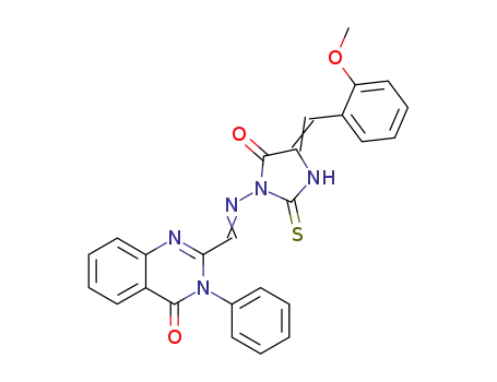 Molecular Structure of 169471-15-2 (4(3H)-Quinazolinone, 2-(((4-((2-methoxyphenyl)methylene)-5-oxo-2-thiox o-1-imidazolidinyl)imino)methyl)-3-phenyl-)