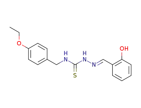 Molecular Structure of 186453-52-1 (Hydrazinecarbothioamide, N-((4-ethoxyphenyl)methyl)-2-((2-hydroxypheny l)methylene)-)