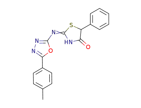 Molecular Structure of 199339-14-5 (5-Phenyl-2-[(Z)-5-p-tolyl-[1,3,4]oxadiazol-2-ylimino]-thiazolidin-4-one)