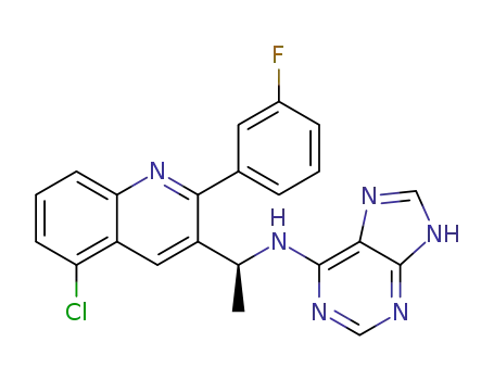 Molecular Structure of 1065479-84-6 (N-((S)-1-(5-chloro-2-(3-fluorophenyl)quinolin-3-yl)ethyl)-9H-purin-6-amine)