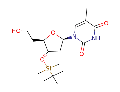 Molecular Structure of 142325-11-9 (3'-O-t-Butyldimethylsilyl-5'-deoxy-5'-hydroxymethyl thymidine)